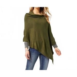 NEW COCO + CARMEN asymmetrical lightweight poncho in olive